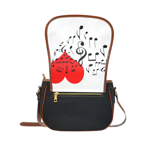 Singing Heart Red Song Black Music Love Romantic Saddle Bag/Small (Model 1649)(Flap Customization)