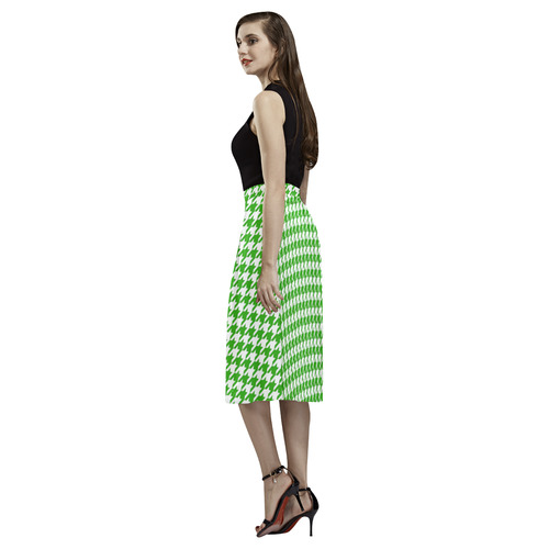 Friendly Houndstooth Pattern,green by FeelGood Aoede Crepe Skirt (Model D16)