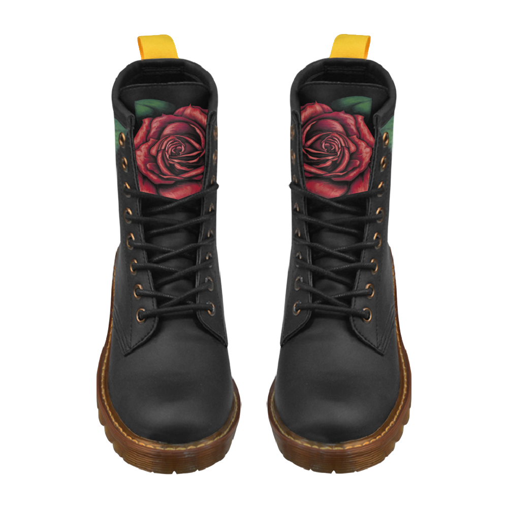 Red Rose High Grade PU Leather Martin Boots For Women Model 402H
