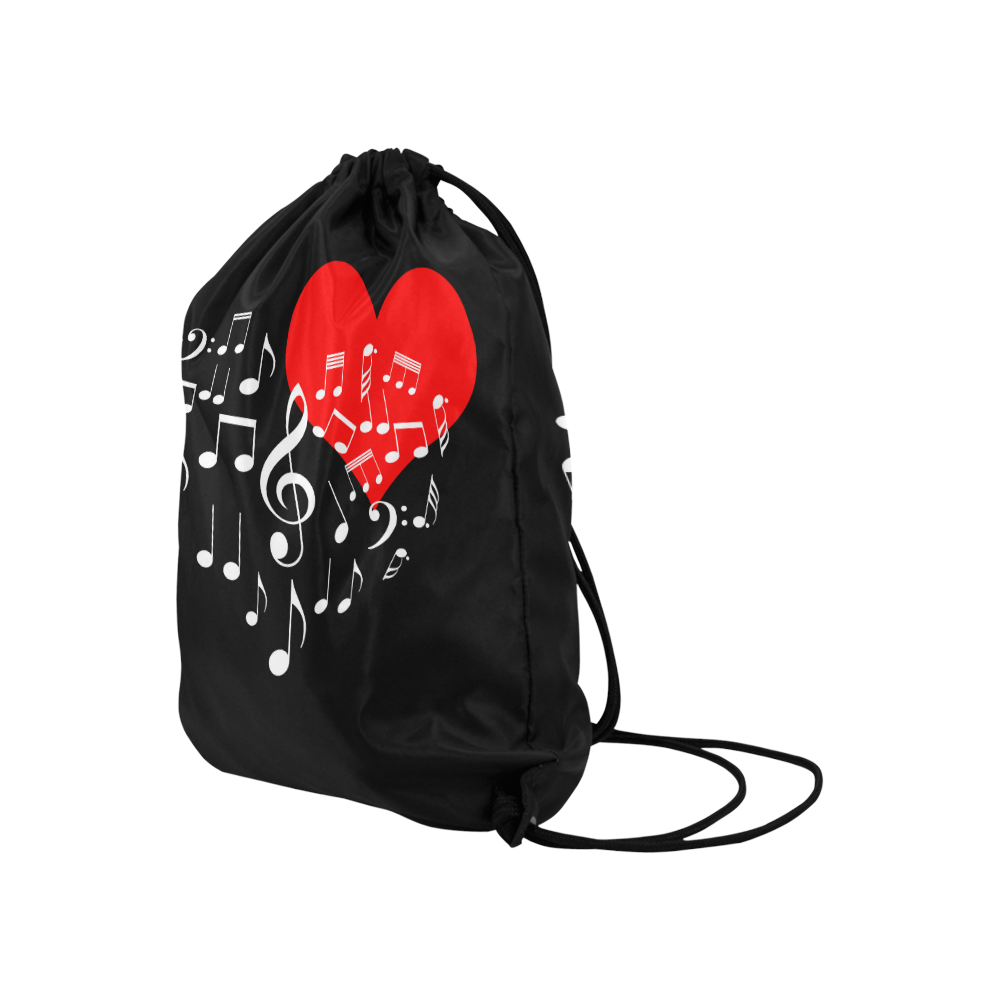 Singing Heart Red Note Music Love Romantic White Large Drawstring Bag Model 1604 (Twin Sides)  16.5"(W) * 19.3"(H)