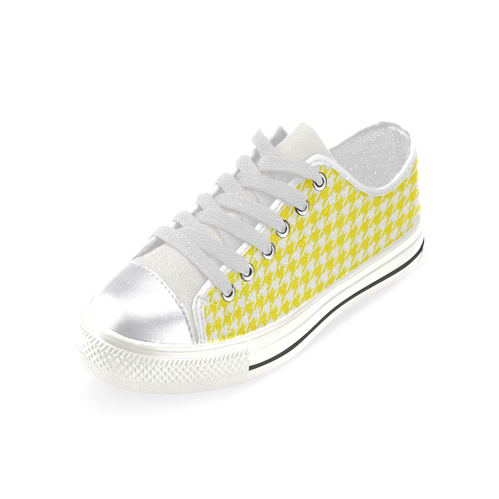 Friendly Houndstooth Pattern,yellow by FeelGood Canvas Women's Shoes/Large Size (Model 018)