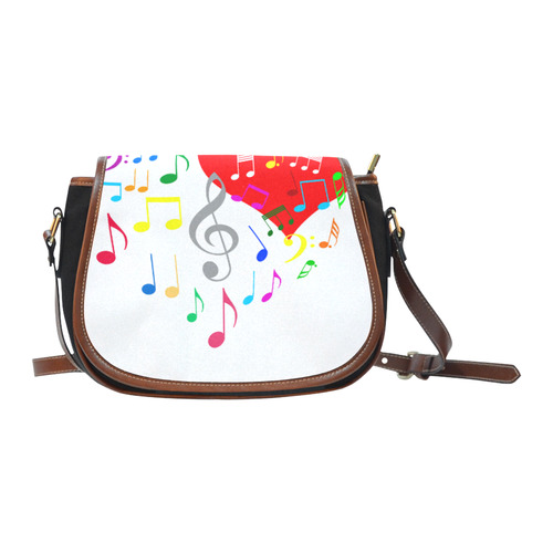 Singing Heart Red Song Color Music Love Romantic Saddle Bag/Small (Model 1649)(Flap Customization)