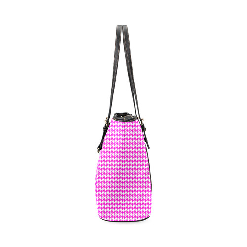 Friendly Houndstooth Pattern,pink by FeelGood Leather Tote Bag/Large (Model 1640)