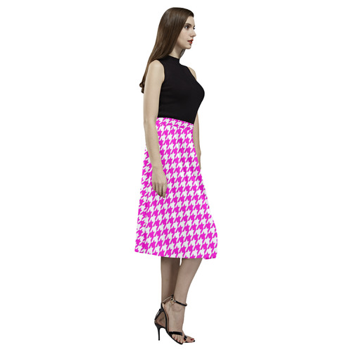 Friendly Houndstooth Pattern,pink by FeelGood Aoede Crepe Skirt (Model D16)