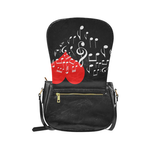Singing Heart Red Note Music Love Romantic White Classic Saddle Bag/Large (Model 1648)