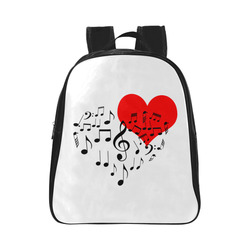 Singing Heart Red Song Black Music Love Romantic School Backpack (Model 1601)(Small)