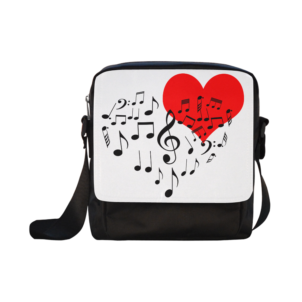Singing Heart Red Song Black Music Love Romantic Crossbody Nylon Bags (Model 1633)