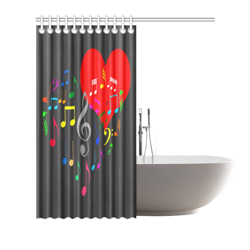 Singing Heart Red Song Color Music Love Romantic Shower Curtain 72"x72"
