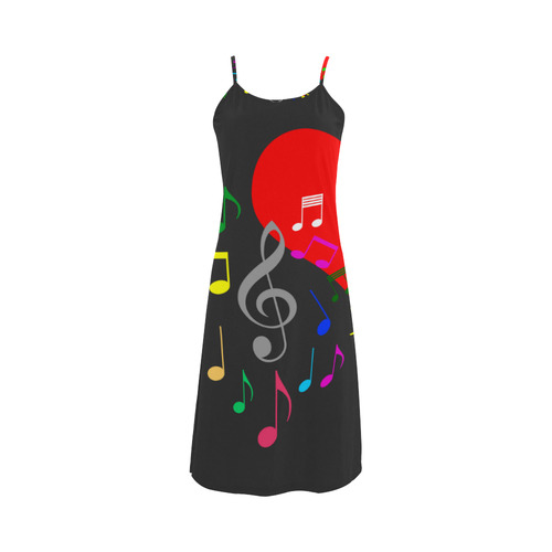 Singing Heart Red Song Color Music Love Romantic Alcestis Slip Dress (Model D05)