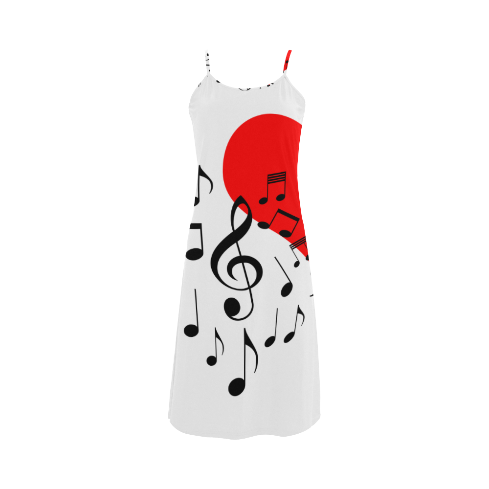 Singing Heart Red Song Black Music Love Romantic Alcestis Slip Dress (Model D05)