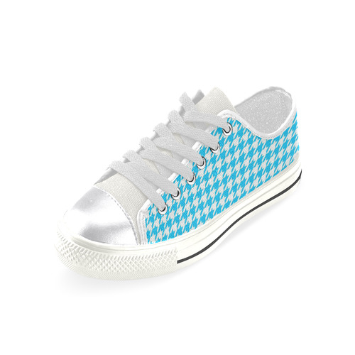 Friendly Houndstooth Pattern,aqua by FeelGood Canvas Women's Shoes/Large Size (Model 018)