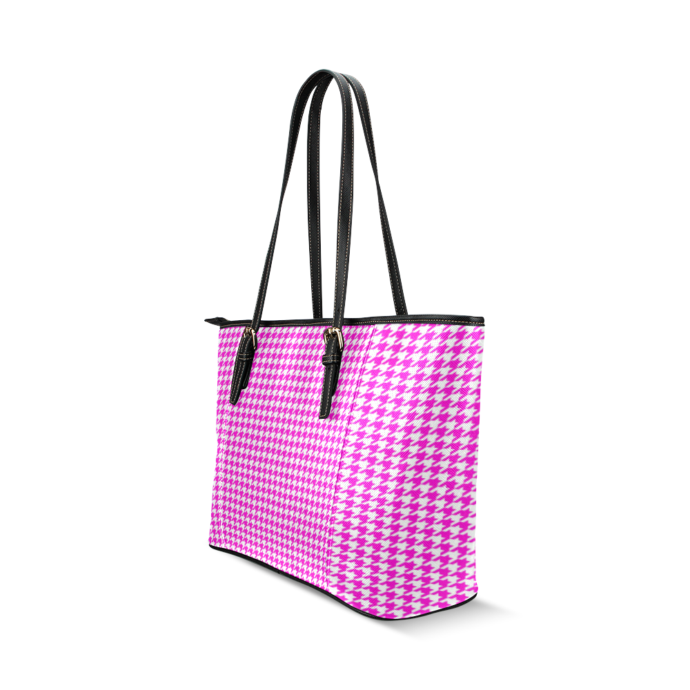 Friendly Houndstooth Pattern,pink by FeelGood Leather Tote Bag/Small (Model 1640)