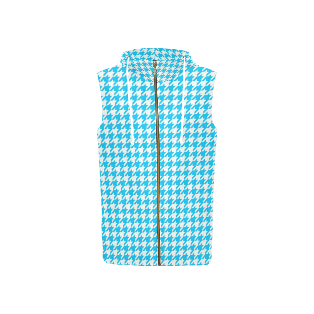 Friendly Houndstooth Pattern,aqua by FeelGood All Over Print Sleeveless Zip Up Hoodie for Women (Model H16)