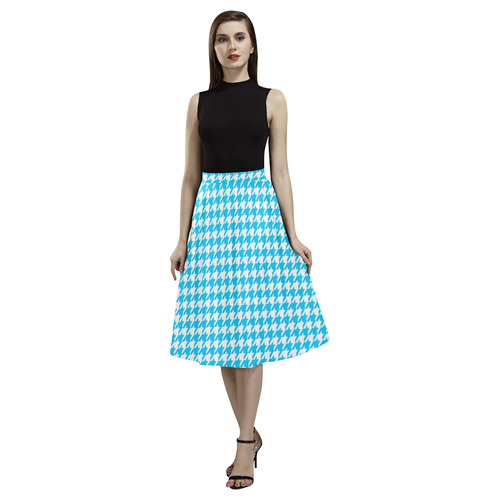 Friendly Houndstooth Pattern,aqua by FeelGood Aoede Crepe Skirt (Model D16)