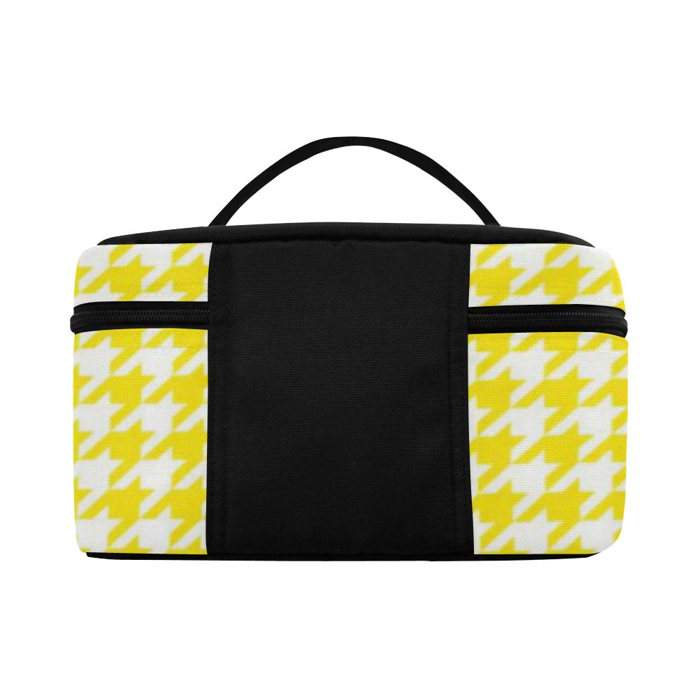 Friendly Houndstooth Pattern,yellow by FeelGood Cosmetic Bag/Large (Model 1658)