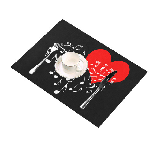 Singing Heart Red Note Music Love Romantic White Placemat 14’’ x 19’’ (Set of 6)