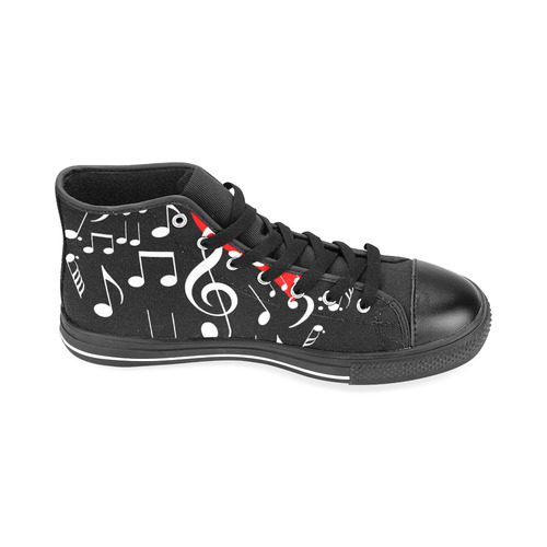 Singing Heart Red Note Music Love Romantic White Men’s Classic High Top Canvas Shoes /Large Size (Model 017)