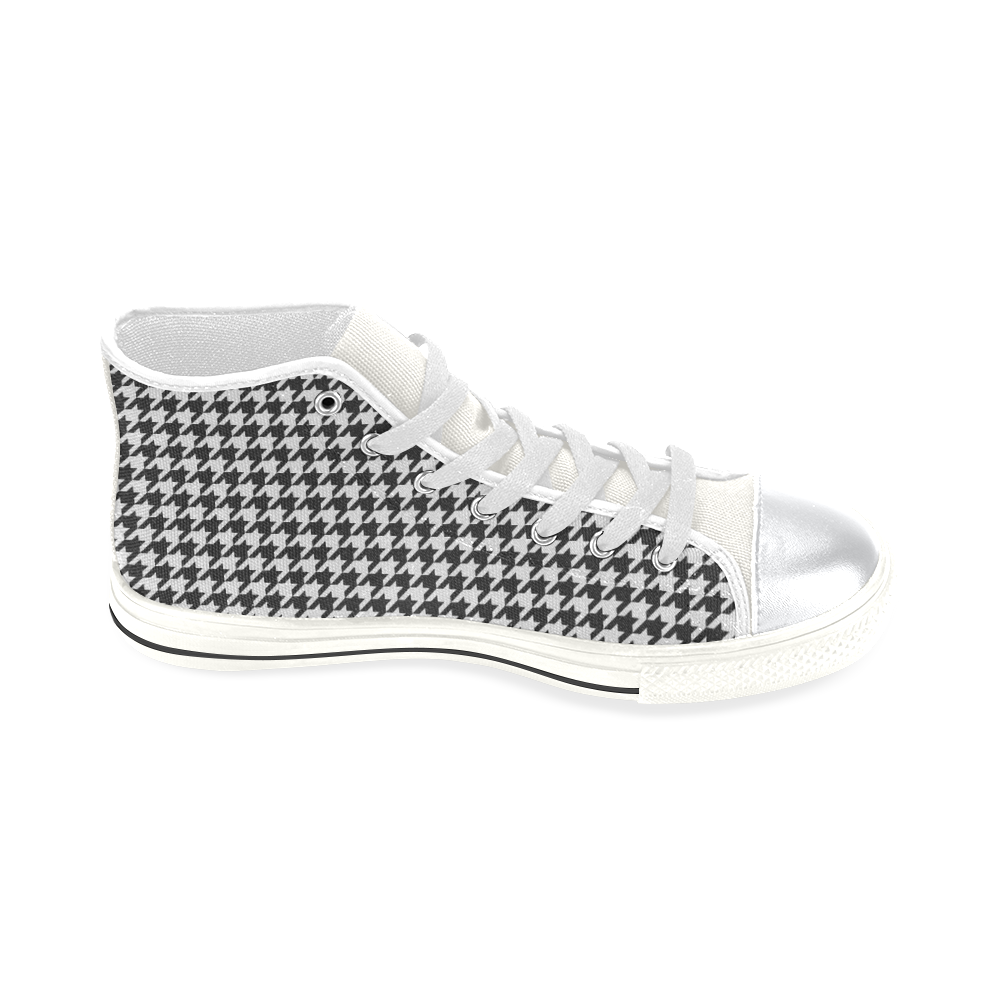 Friendly Houndstooth Pattern,black  by FeelGood High Top Canvas Women's Shoes/Large Size (Model 017)