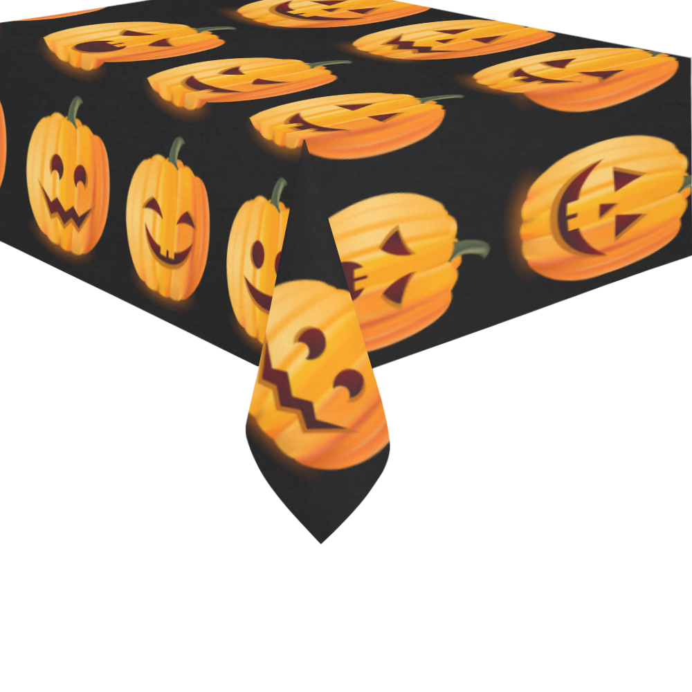 Funny Halloween Pumpkins Pattern Cotton Linen Tablecloth 60" x 90"