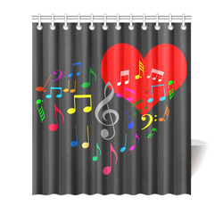 Singing Heart Red Song Color Music Love Romantic Shower Curtain 66"x72"