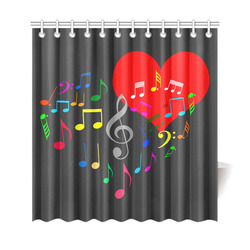 Singing Heart Red Song Color Music Love Romantic Shower Curtain 69"x72"