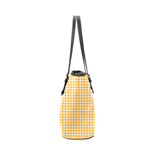 Friendly Houndstooth Pattern, orange by FeelGood Leather Tote Bag/Small (Model 1640)