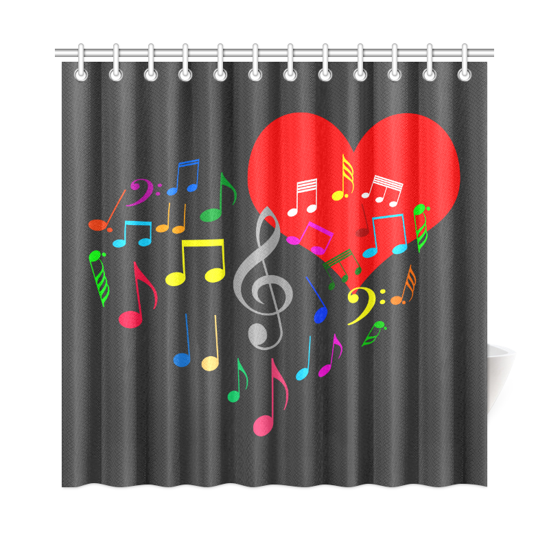 Singing Heart Red Song Color Music Love Romantic Shower Curtain 72"x72"