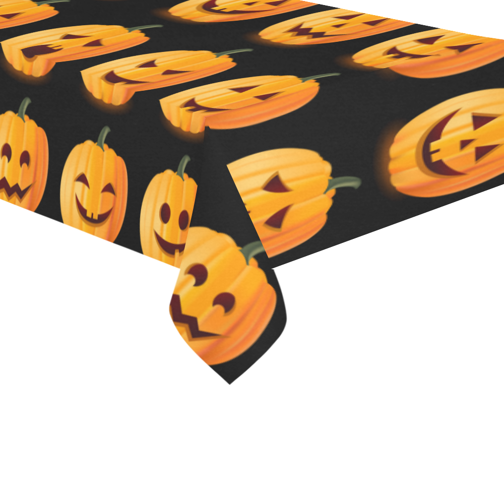 Funny Halloween Pumpkins Pattern Cotton Linen Tablecloth 60"x 104"