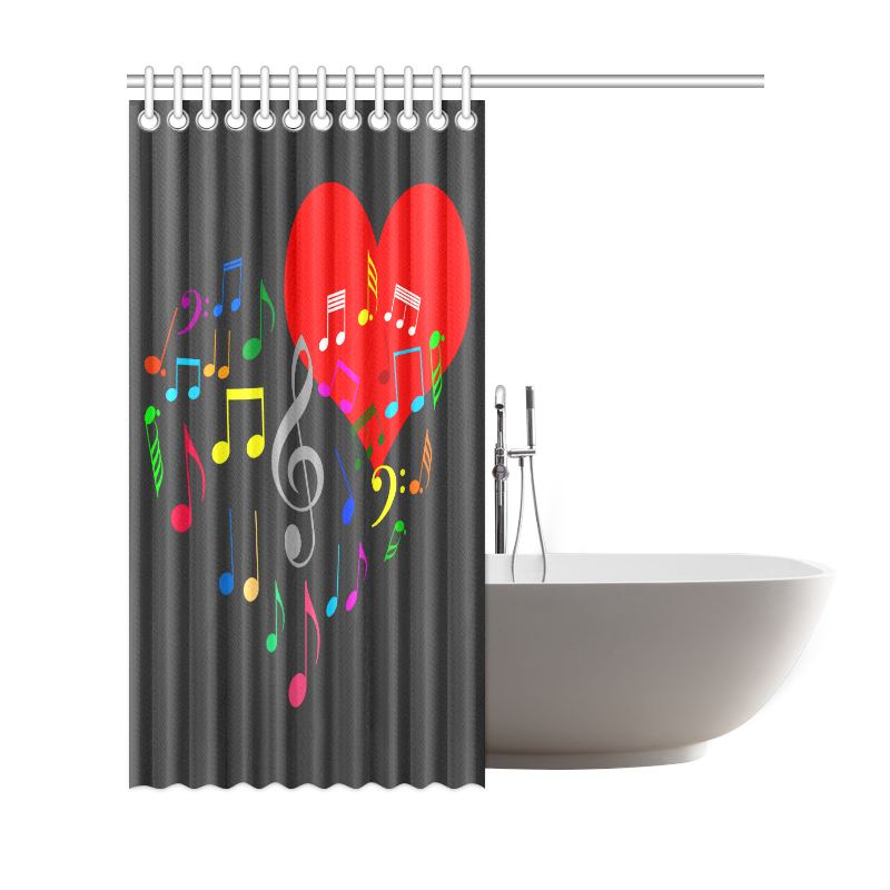 Singing Heart Red Song Color Music Love Romantic Shower Curtain 69"x72"