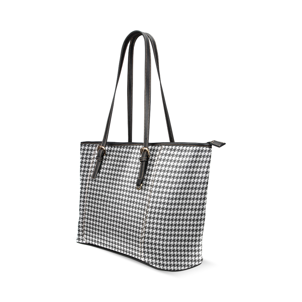 Friendly Houndstooth Pattern,black  by FeelGood Leather Tote Bag/Large (Model 1640)
