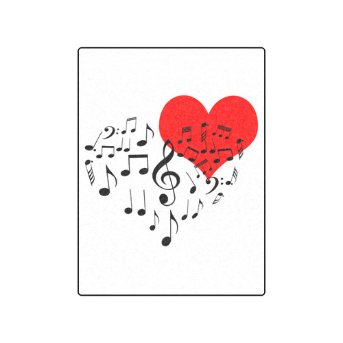 Singing Heart Red Song Black Music Love Romantic Blanket 50"x60"