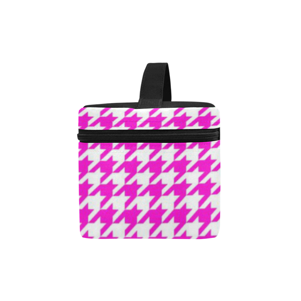 Friendly Houndstooth Pattern,pink by FeelGood Cosmetic Bag/Large (Model 1658)