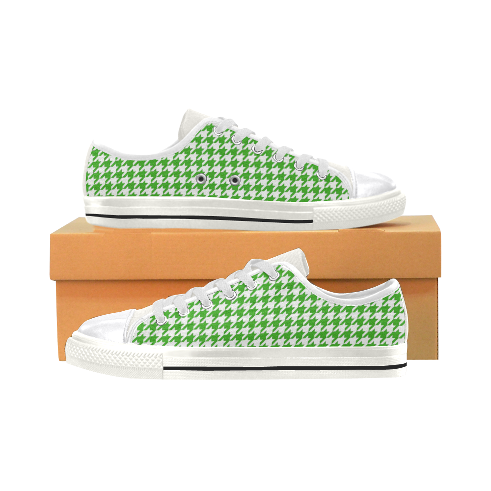 Friendly Houndstooth Pattern,green by FeelGood Canvas Women's Shoes/Large Size (Model 018)