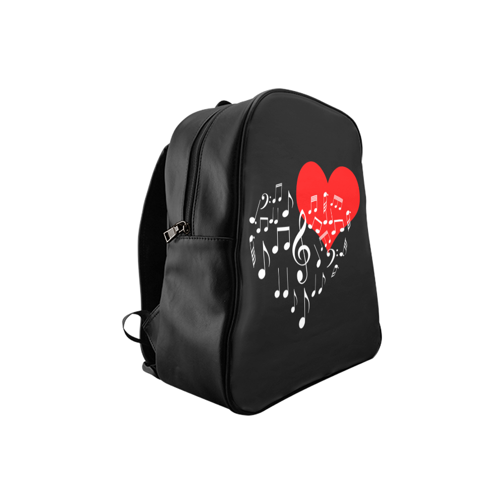 Singing Heart Red Note Music Love Romantic White School Backpack (Model 1601)(Small)