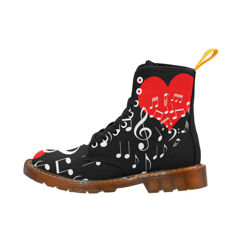 Singing Heart Red Note Music Love Romantic White Martin Boots For Women Model 1203H