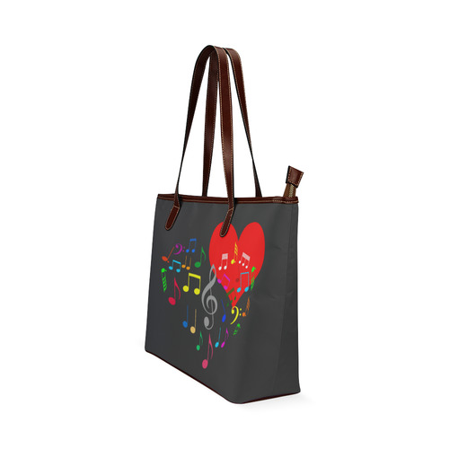 Singing Heart Red Song Color Music Love Romantic Shoulder Tote Bag (Model 1646)