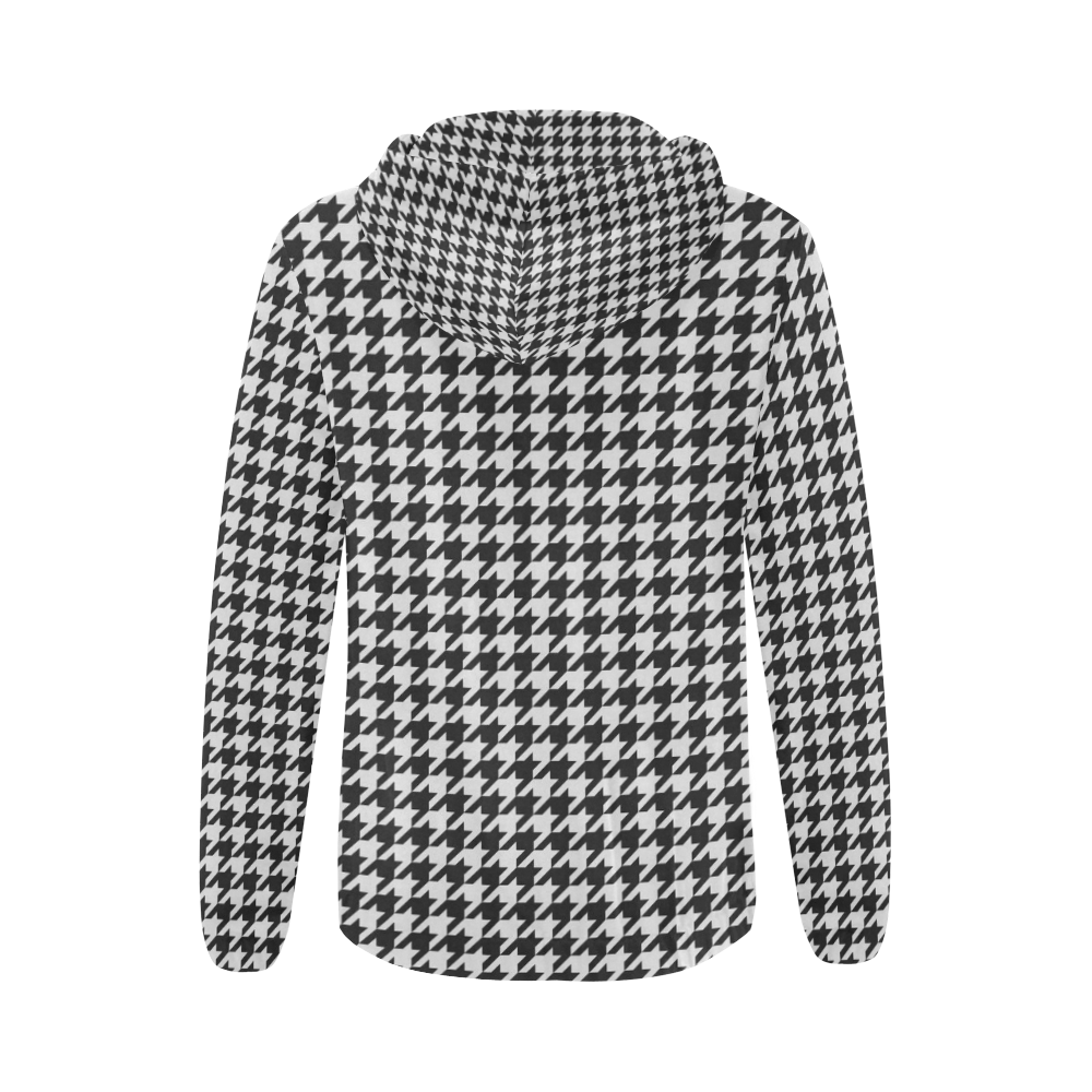 Friendly Houndstooth Pattern,black  by FeelGood All Over Print Full Zip Hoodie for Women (Model H14)