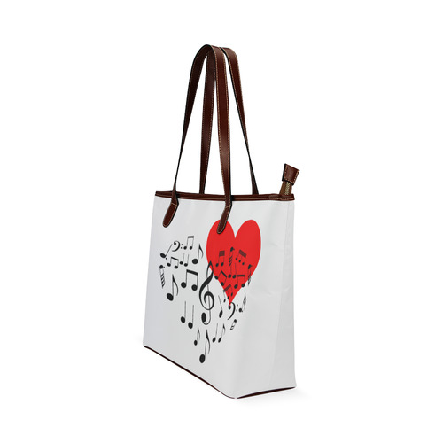 Singing Heart Red Song Black Music Love Romantic Shoulder Tote Bag (Model 1646)