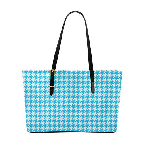 Friendly Houndstooth Pattern,aqua by FeelGood Euramerican Tote Bag/Large (Model 1656)