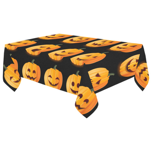 Funny Halloween Pumpkins Pattern Cotton Linen Tablecloth 60"x 104"