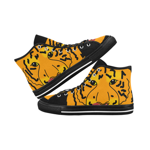Funny Clever Cunning Wild Tiger Cat Animal Cute Vancouver H Men's Canvas Shoes (1013-1)