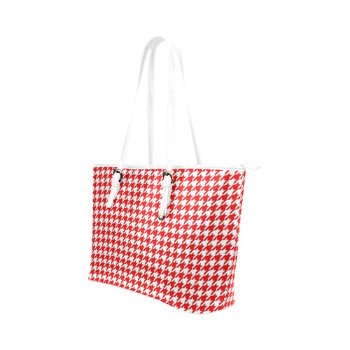 Friendly Houndstooth Pattern,red by FeelGood Leather Tote Bag/Large (Model 1651)