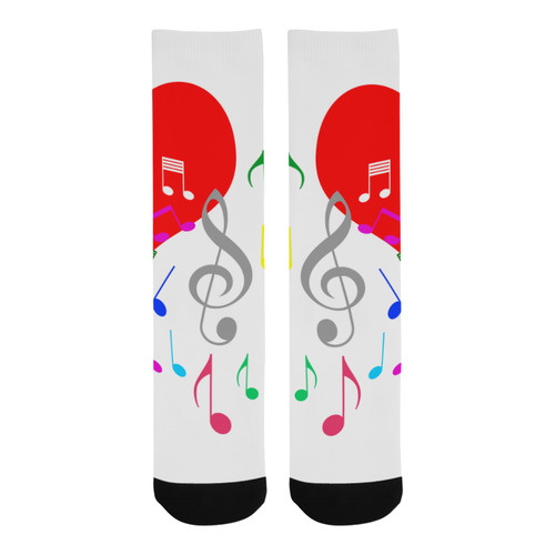 Singing Heart Red Song Color Music Love Romantic Trouser Socks