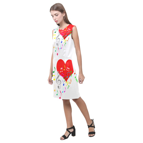 Singing Heart Red Song Color Music Love Romantic Eos Women's Sleeveless Dress (Model D01)