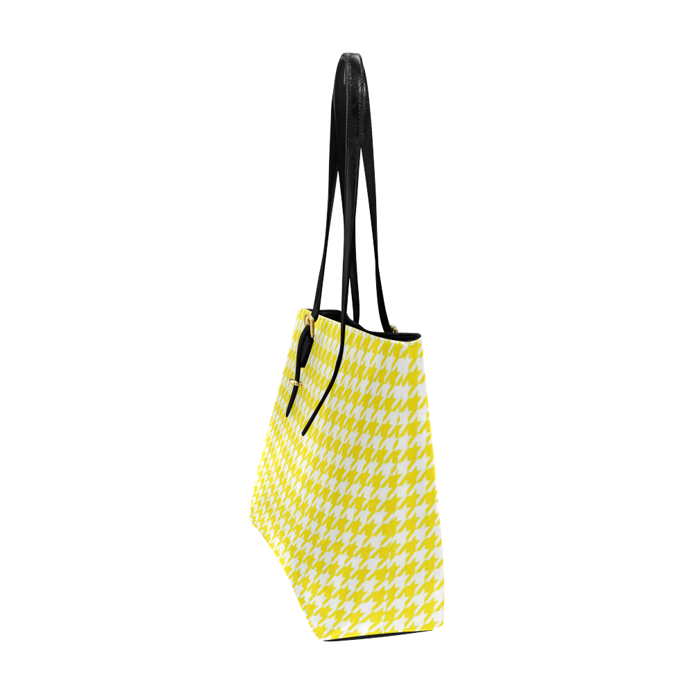 Friendly Houndstooth Pattern,yellow by FeelGood Euramerican Tote Bag/Large (Model 1656)