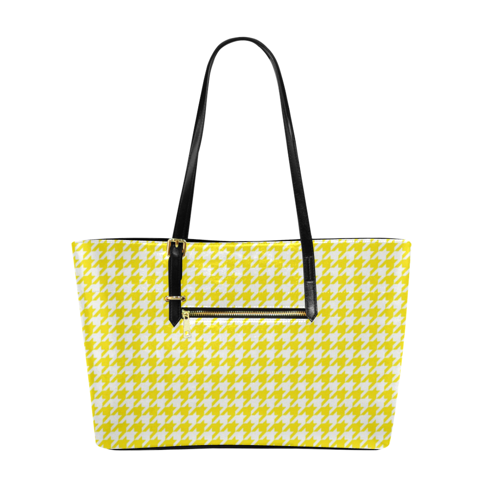 Friendly Houndstooth Pattern,yellow by FeelGood Euramerican Tote Bag/Large (Model 1656)