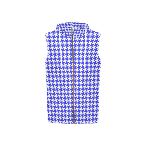Friendly Houndstooth Pattern,blue by FeelGood All Over Print Sleeveless Zip Up Hoodie for Women (Model H16)