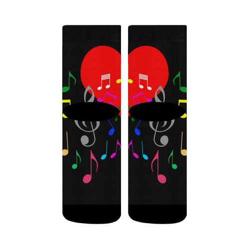 Singing Heart Red Song Color Music Love Romantic Crew Socks