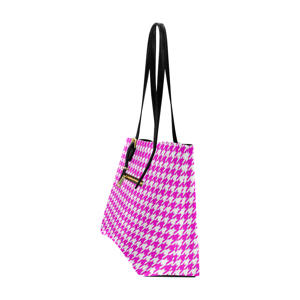 Friendly Houndstooth Pattern,pink by FeelGood Euramerican Tote Bag/Large (Model 1656)