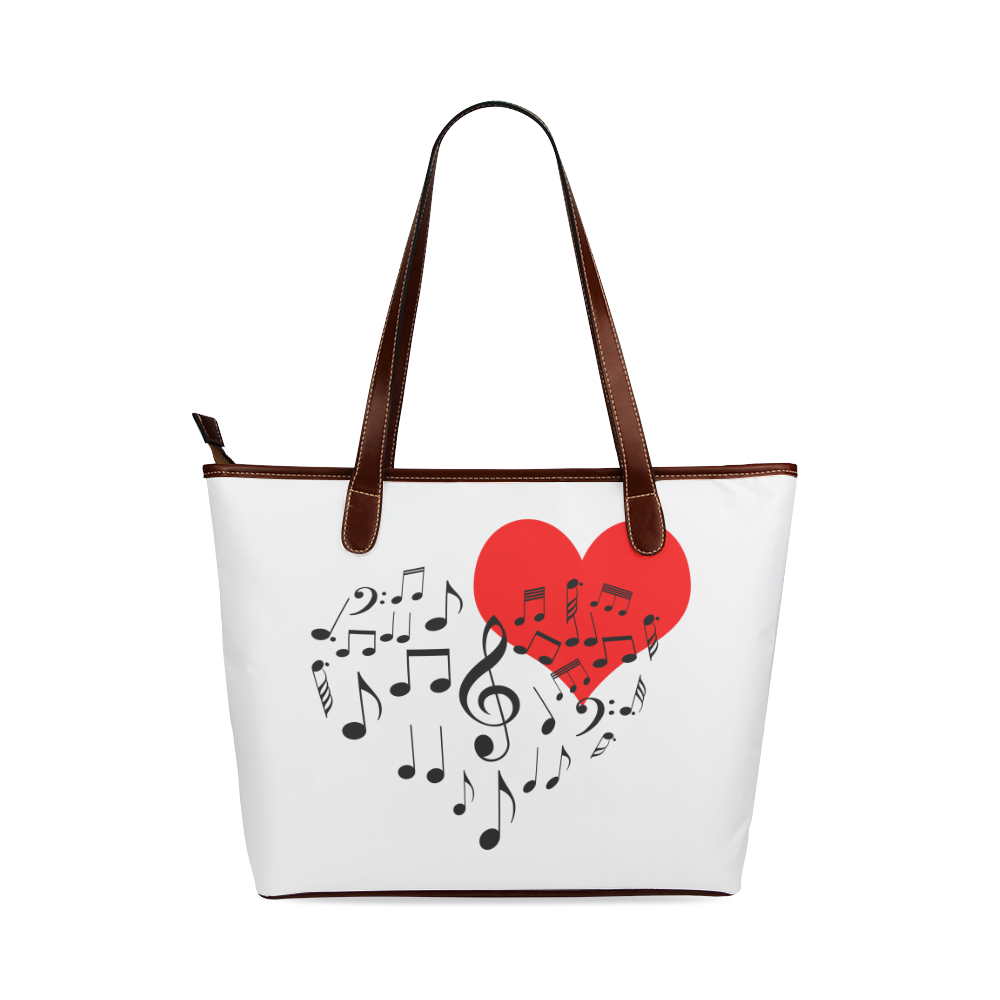 Singing Heart Red Song Black Music Love Romantic Shoulder Tote Bag (Model 1646)